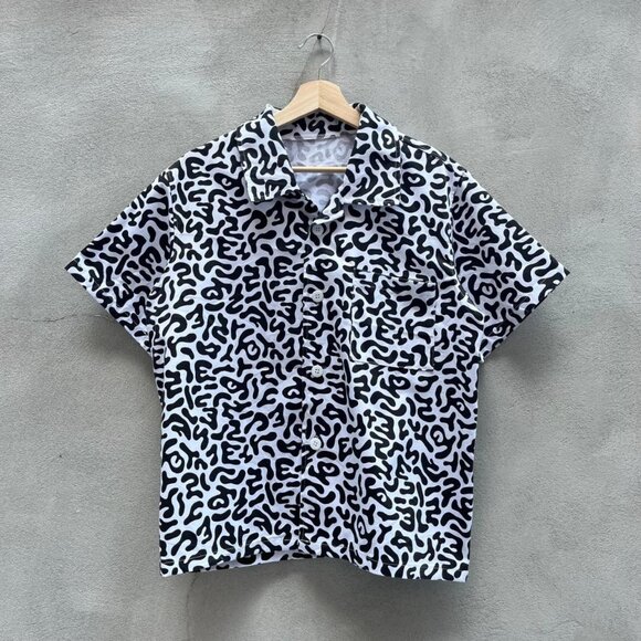 80’s Korean Military School Camo Short Sleeve Button Down Shirt - Picture 1 of 7